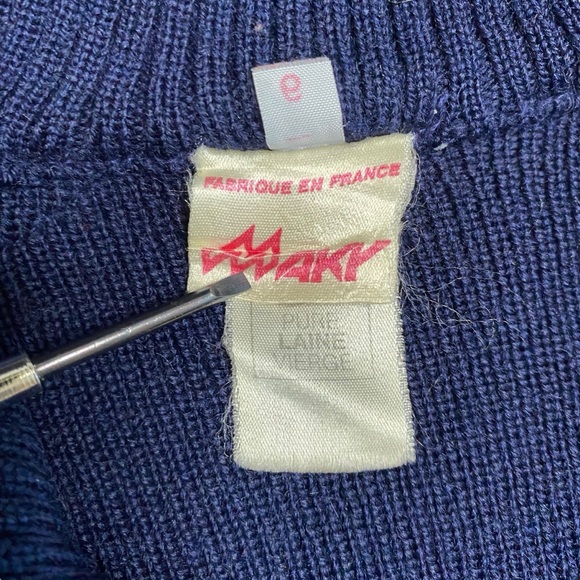 Maky Rib Knit Sweater XL Navy Blue Military Wool Anorak Quarter Zip Double Layer - Picture 8 of 11